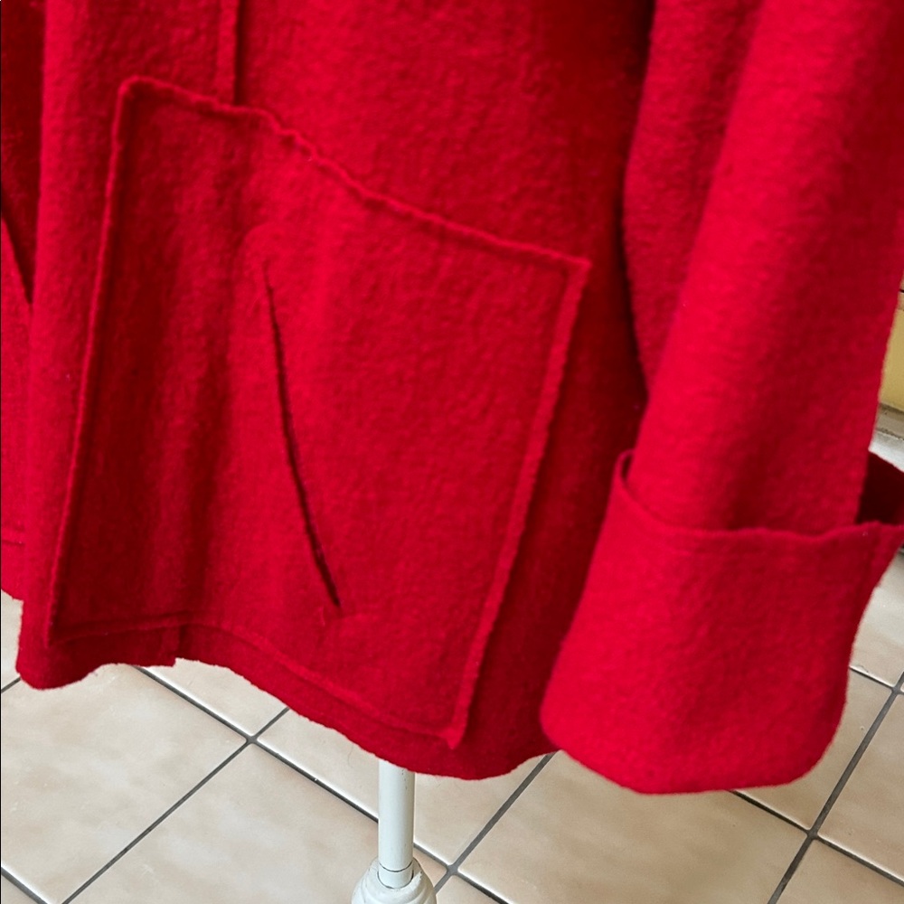 Coldwater Creek Women’s Vintage Artsy Wool Blend Red Holiday Jacket Coat Size 1X - Picture 12 of 15